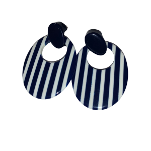 Vintage Black and White Stripe Stud earrings