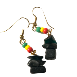 Black stacked stone earrings